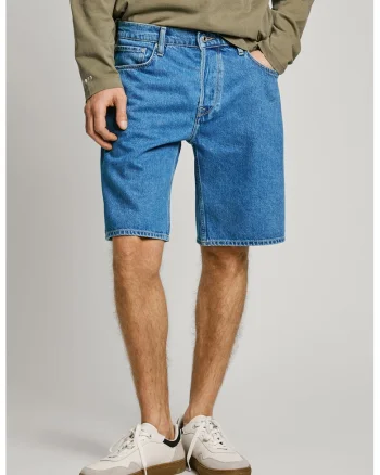 Blugi scurti relaxed fit, Albastru