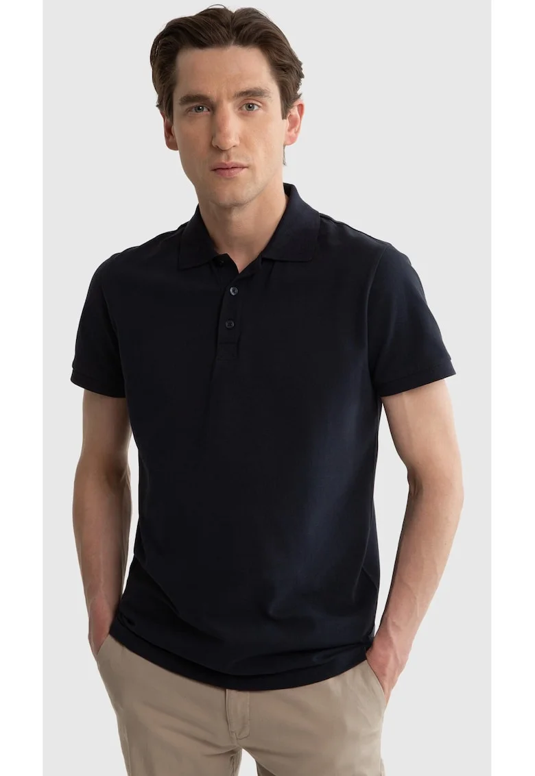 Tricou polo barbati  model 403, bumbac, negru, design casual