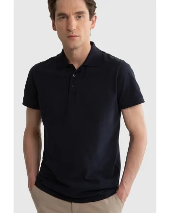 Tricou polo barbati  model 403, bumbac, negru, design casual