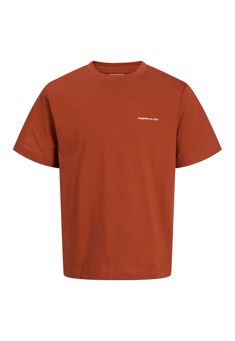 Tricou relaxed fit cu imprimeu pe partea din spate, Alb/Visiniu