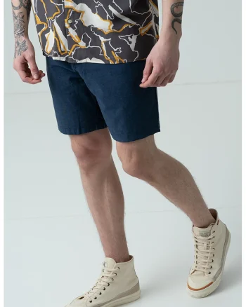 Pantaloni scurti chino din amestec de in, Albastru/Bleumarin