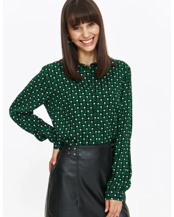 Camasa cu model grafic, Alb/Verde/Negru