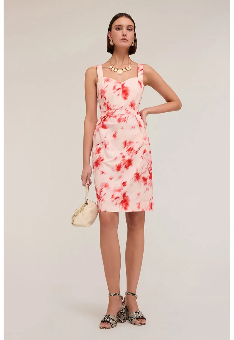Rochie scurta cu imprimeu grafic, Roz deschis/Piersica