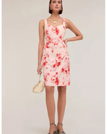 Rochie scurta cu imprimeu grafic, Roz deschis/Piersica