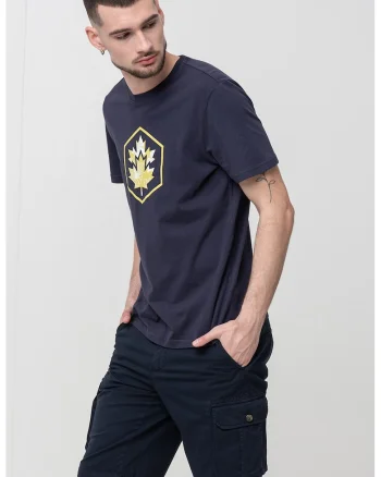 Tricou cu imprimeu grafic frontal, Verde lime/Bleumarin