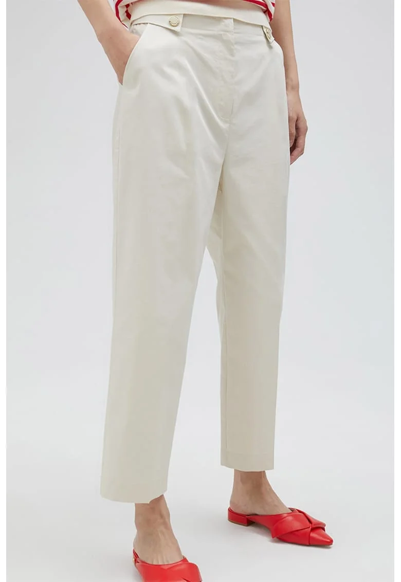Pantaloni regular fit cu buzunare laterale, Alb murdar