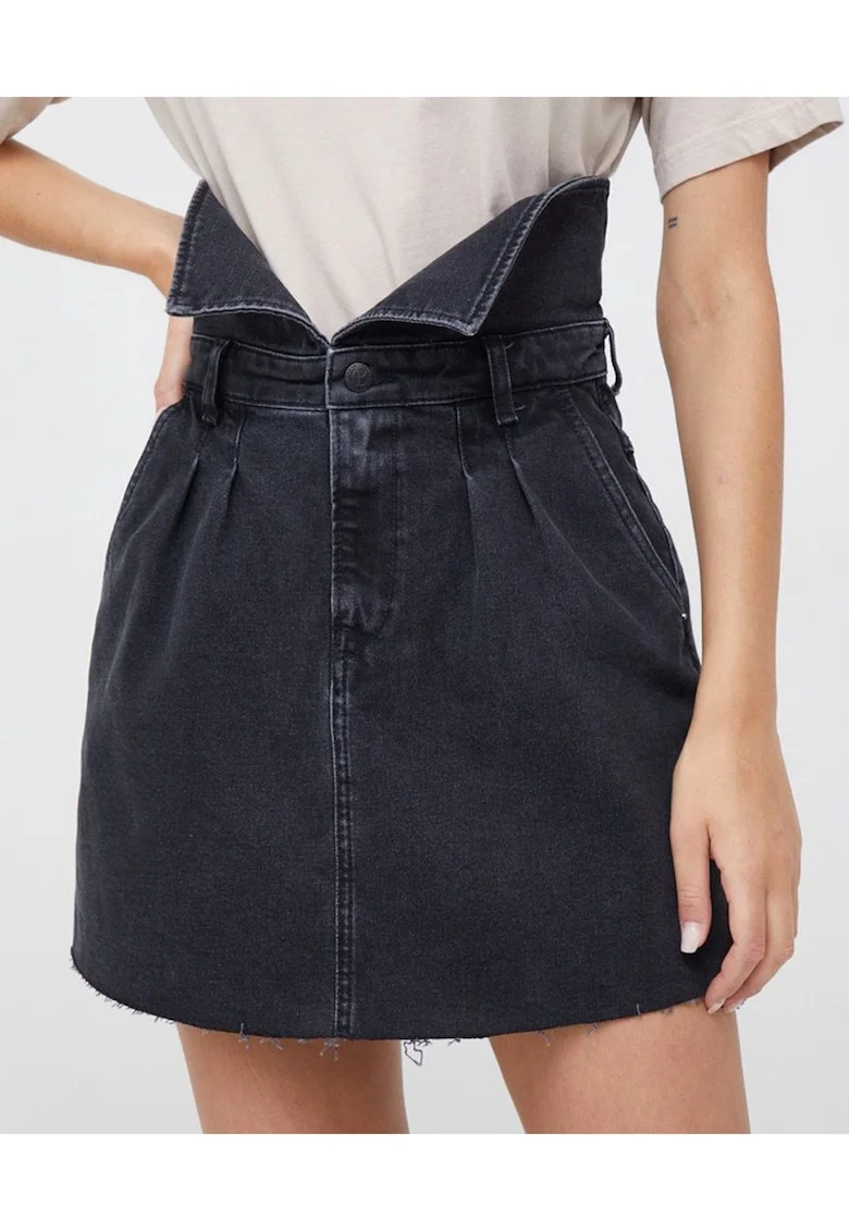 Fusta denim dama,  Bumbac, Negru, Negru