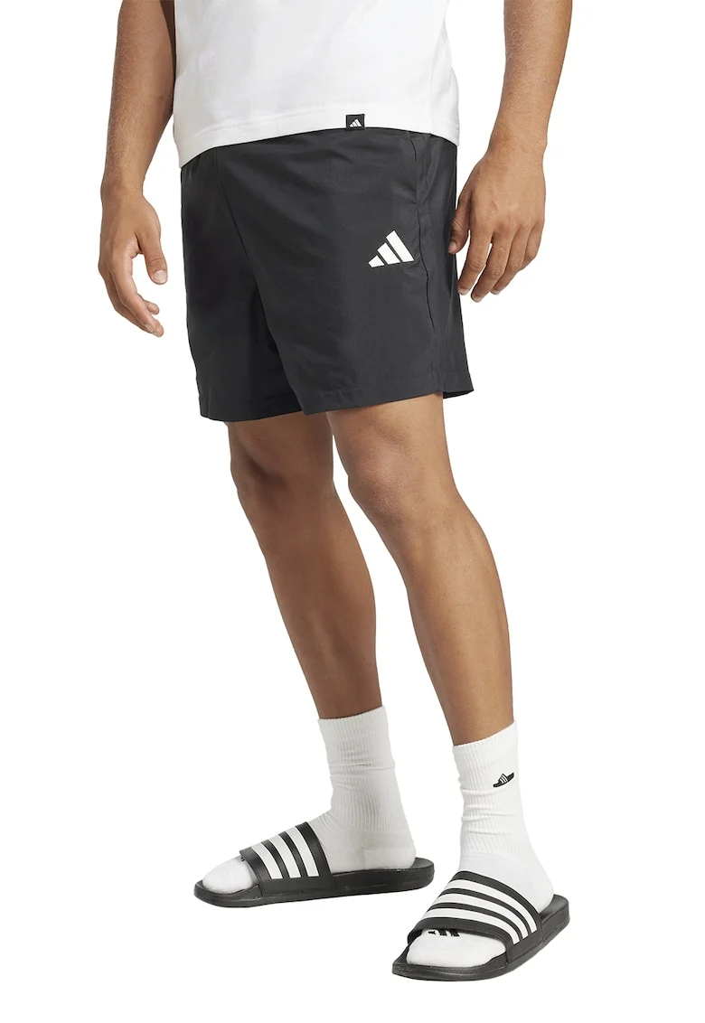Pantaloni scurti cu buzunare laterale, Alb/Negru