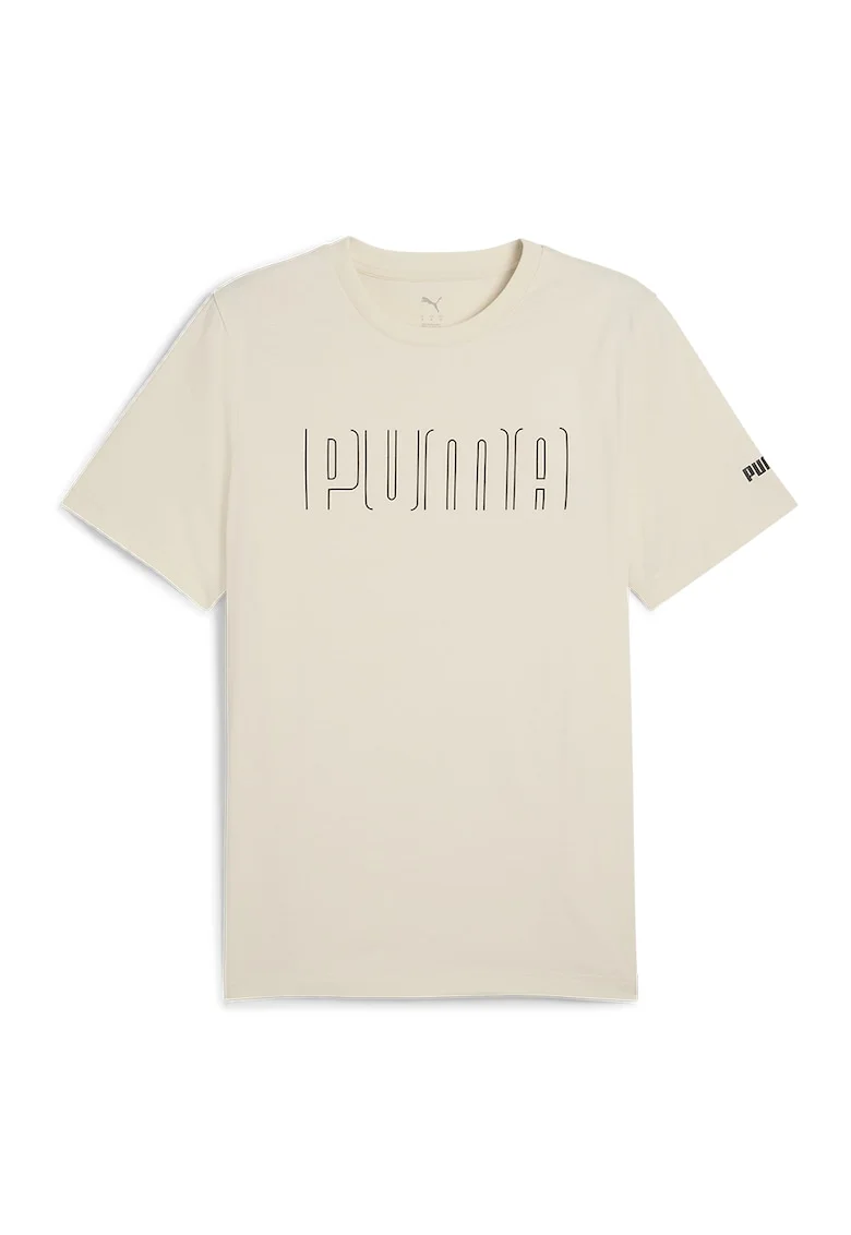 Tricou din bumbac cu imprimeu logo, Alb fildes