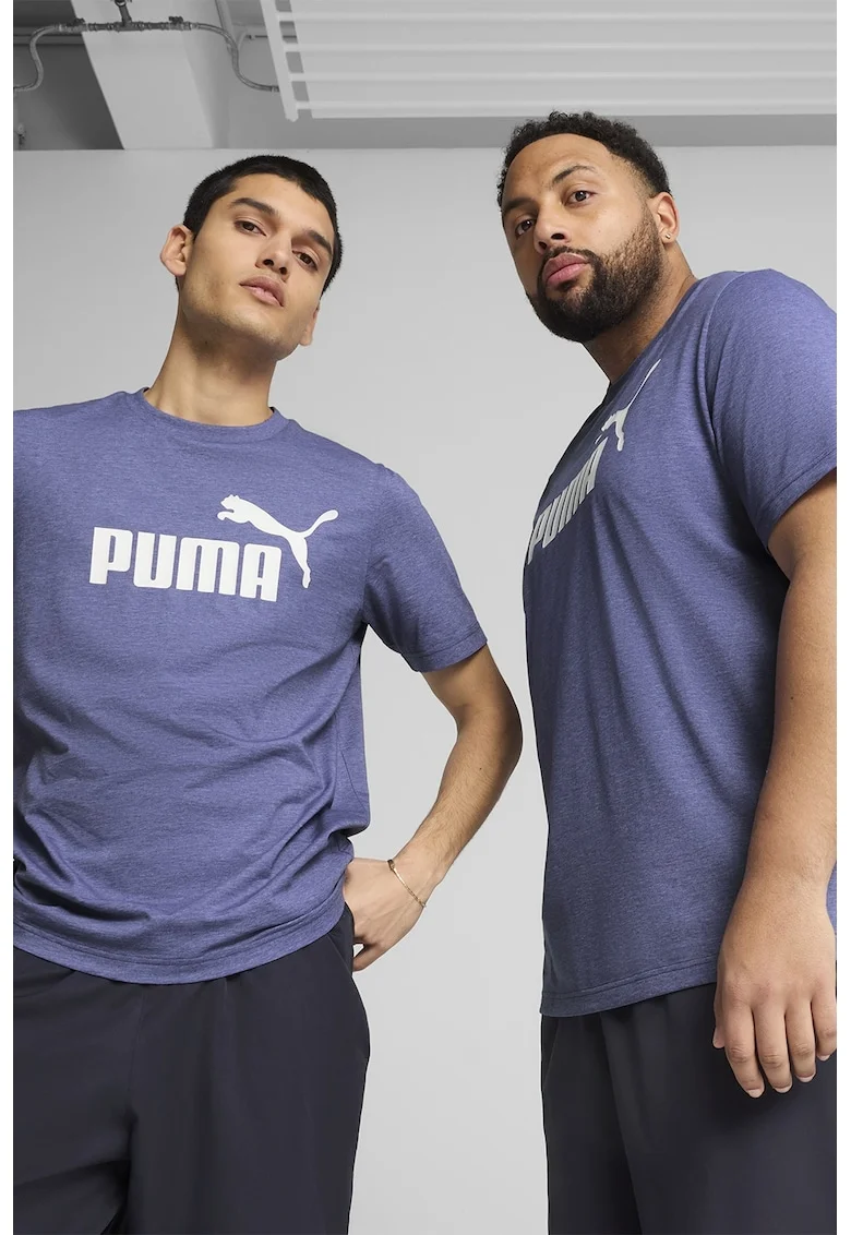 Tricou cu decolteu la baza gatului si logo, Albastru lavanda