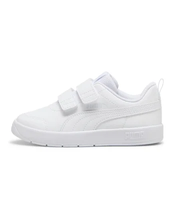 Pantofi sport Courtflex V3 cu velcro, Alb optic