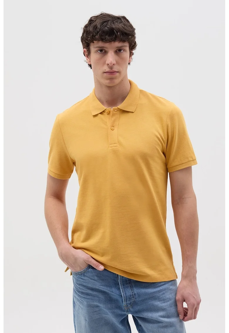 Tricou polo regular fit, Galben sofran