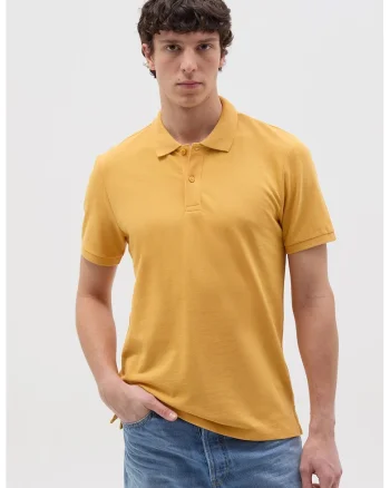 Tricou polo regular fit, Galben sofran