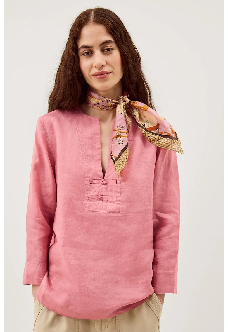 Bluza de in cu decolteu in V, Roz prafuit