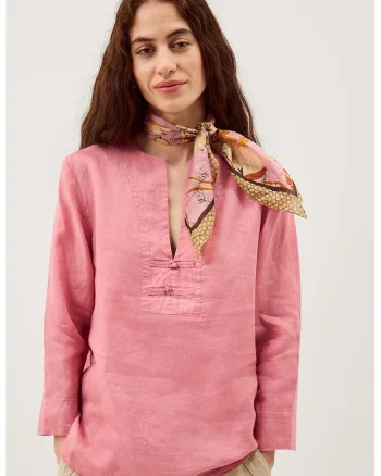 Bluza de in cu decolteu in V, Roz prafuit