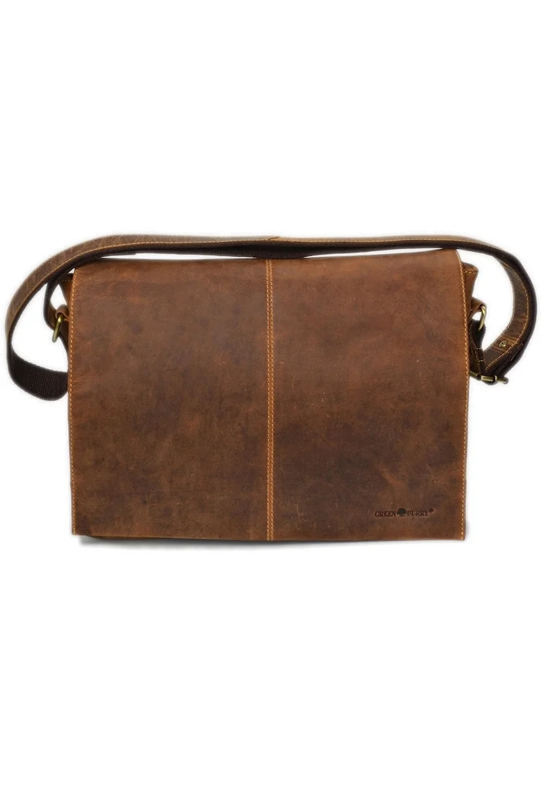 Geanta umar unisex piele naturala maro antichizat 39 x 30 cm, Vintage,  Maro antichizat