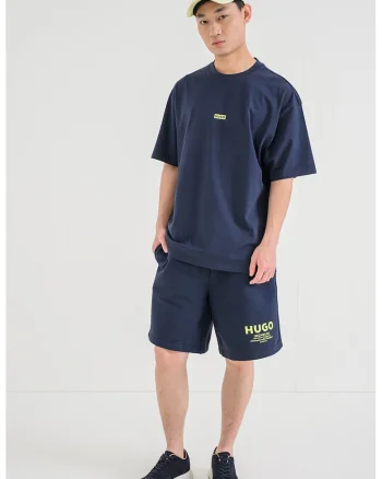 Tricou de bumbac cu logo Nalono, Galben/Albastru ultramarin