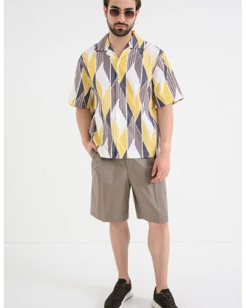 Camasa relaxed fit cu logo, Alb/Gri/Galben