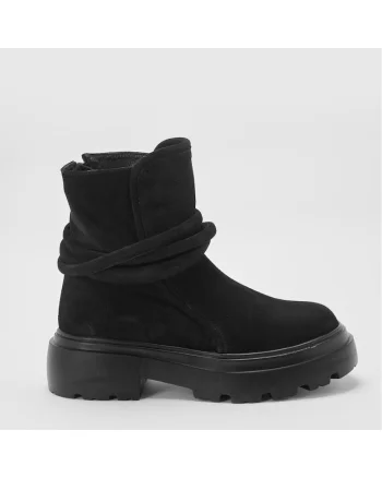 Ghete din piele intoarsa Twist, Negru, Negru stins