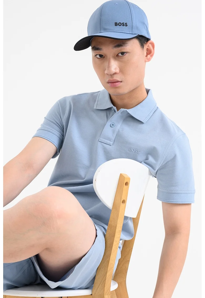 Tricou polo de bumbac pique Prime, Albastru lavanda