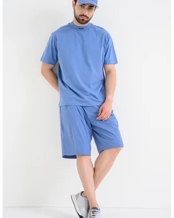 Pantaloni scurti cu talie elastica, Albastru azur