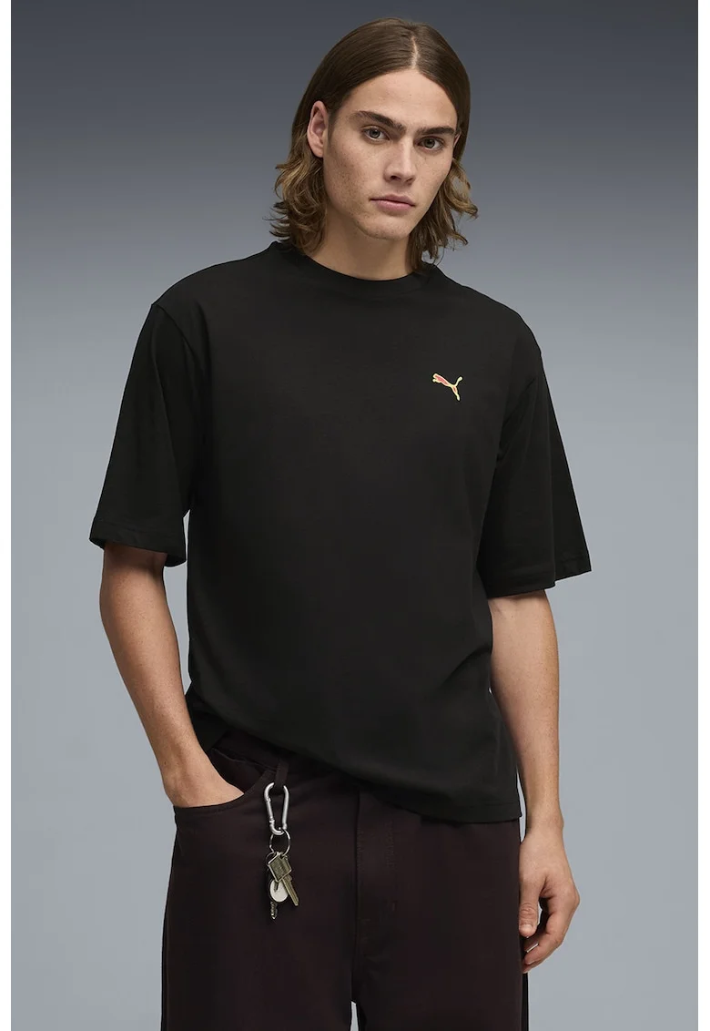 Tricou cu logo pe spate, Negru/Galben/Roz