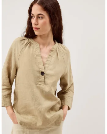Bluza de in cu decolteu in V, Kaki