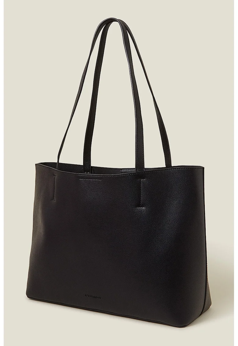 Geanta shopper din piele ecologica, Negru