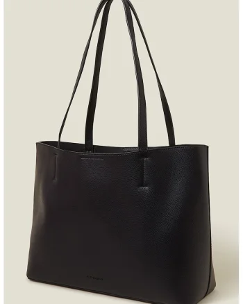 Geanta shopper din piele ecologica, Negru