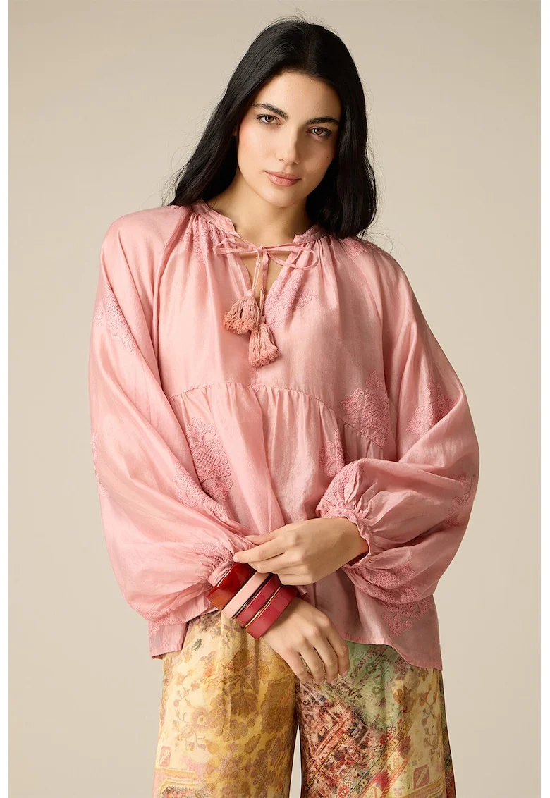 Bluza lejera din amestec de lyocell, Roz