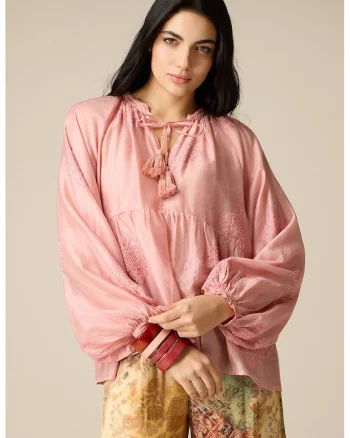 Bluza lejera din amestec de lyocell, Roz