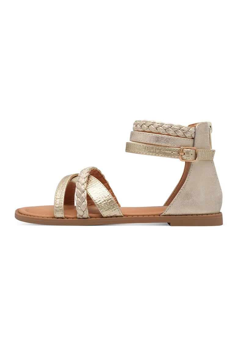 Sandale flatform cu fermoar, Auriu