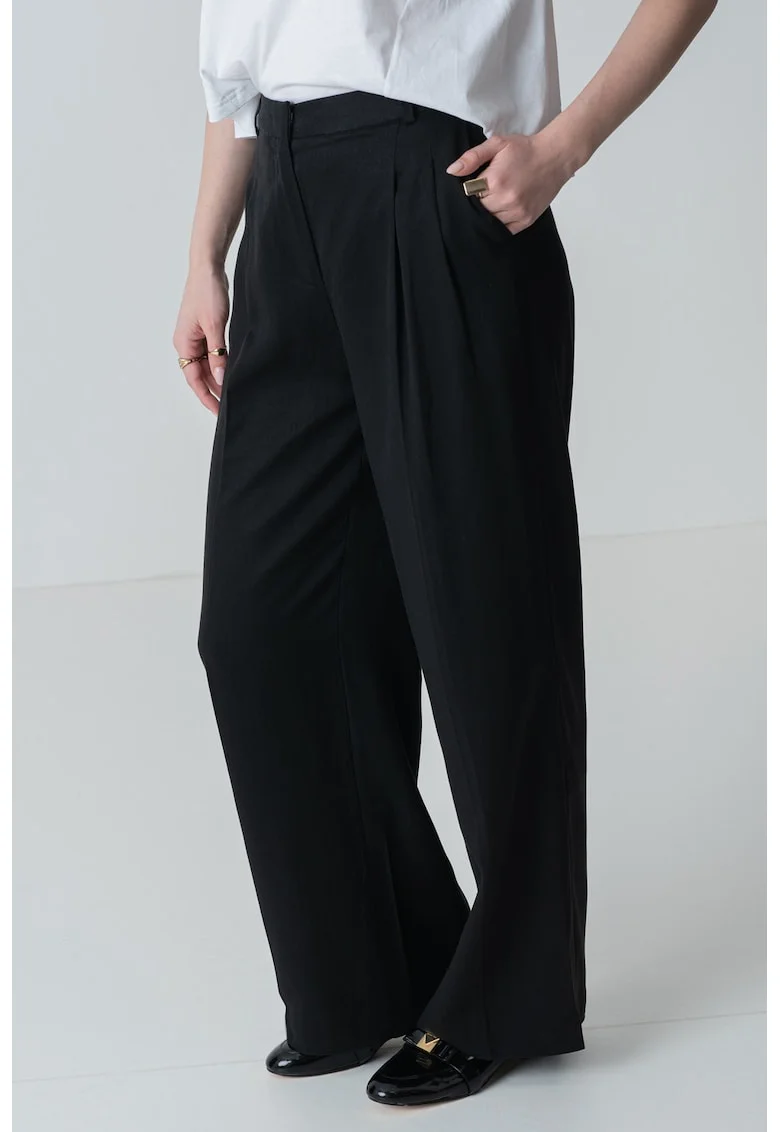 Pantaloni din lyocell cu croiala ampla, Negru