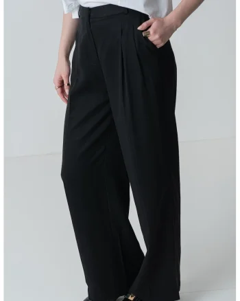 Pantaloni din lyocell cu croiala ampla, Negru