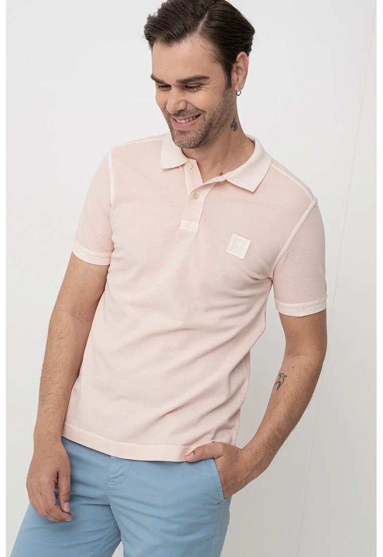 Tricou polo cu logo, Roz pal