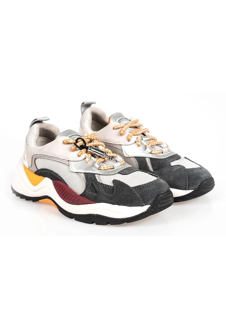 Pantofi sport cu garnituri de plasa si piele intoarsa  T02 A,