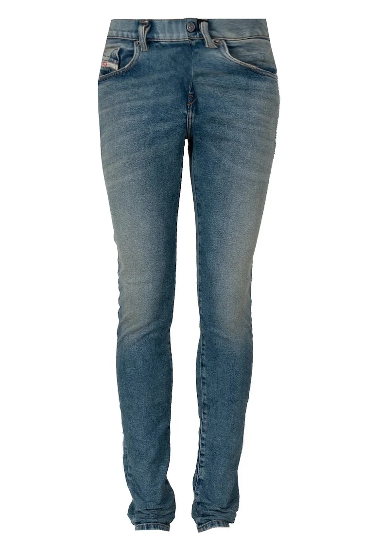 Blugi slim fit cu aspect decolorat D-Strukt, Albastru,