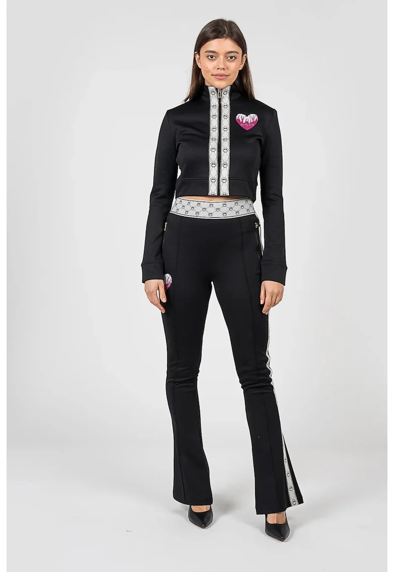 Pantaloni evazati cu banda contrastanta Irruente, Negru, 36