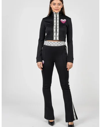 Pantaloni evazati cu banda contrastanta Irruente, Negru, 36