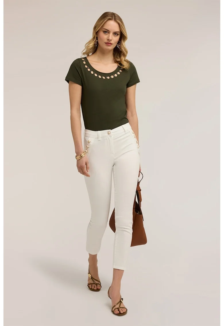 Pantaloni skinny cu talie medie, Alb
