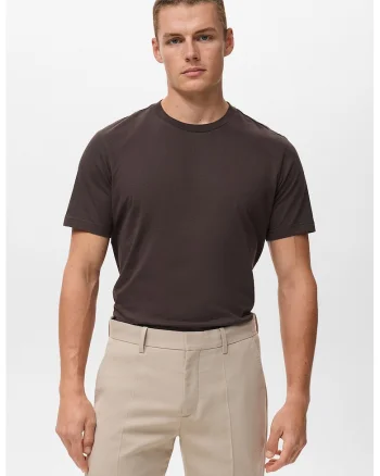 Tricou cu decolteu la baza gatului, Maro inchis