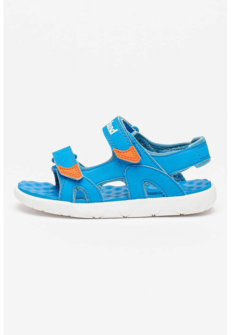 Sandale de piele ecologica cu velcro Perkins Row, Alb/Albastru