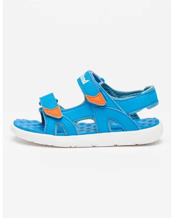 Sandale de piele ecologica cu velcro Perkins Row, Alb/Albastru