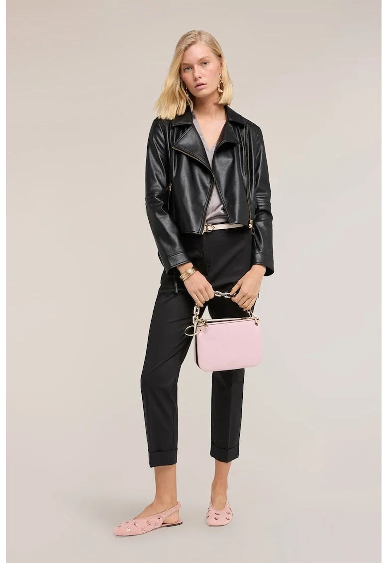 Pantaloni crop din amestec de bumbac, Negru