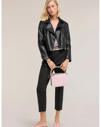 Pantaloni crop din amestec de bumbac, Negru