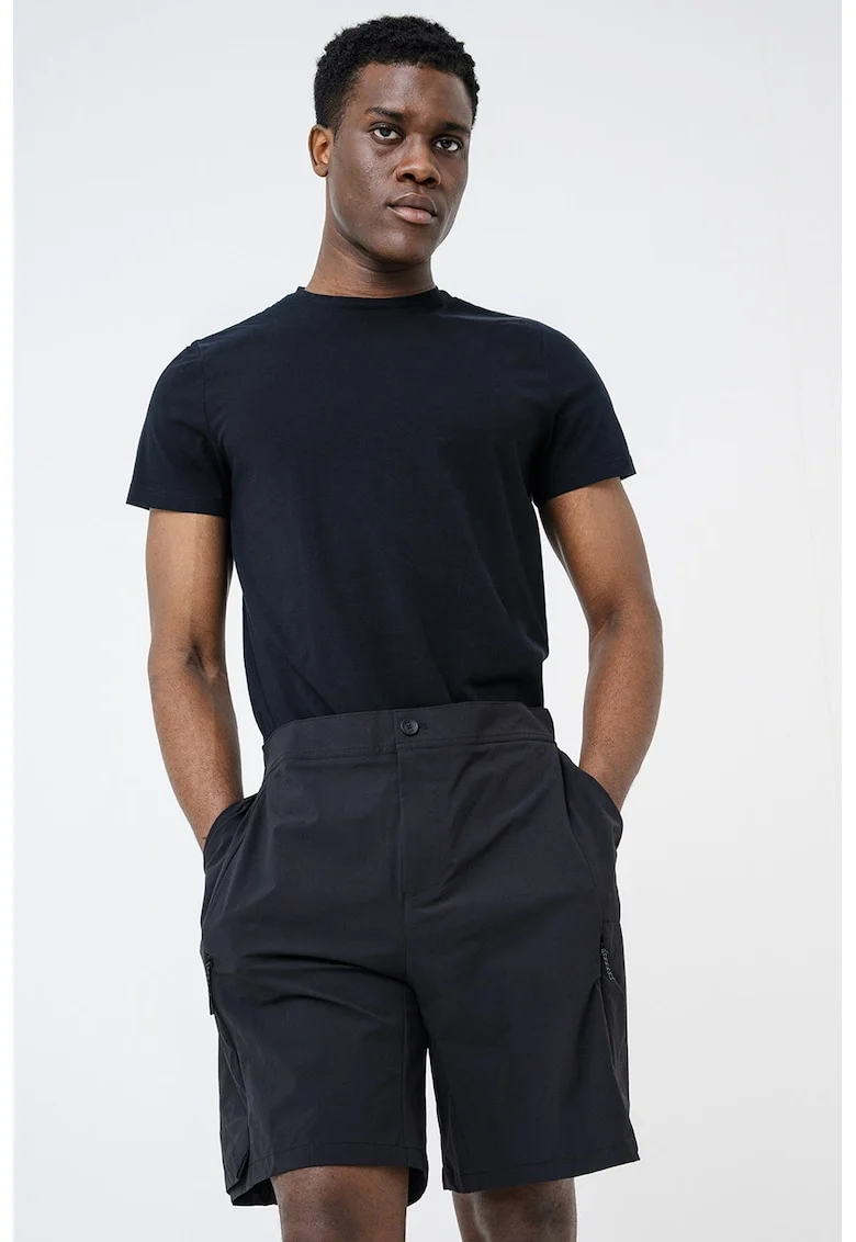 Pantaloni scurti relaxed fit cu buzunare, Negru