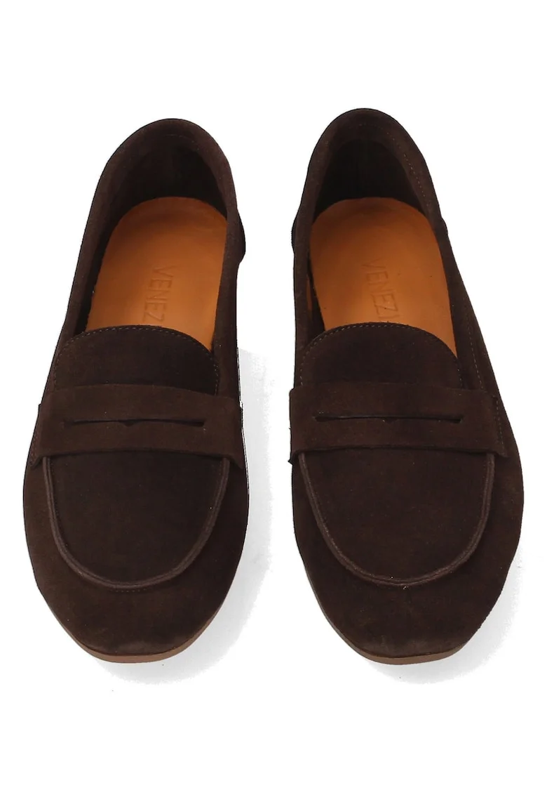 Mocasini din piele intoarsa cu bareta decorativa