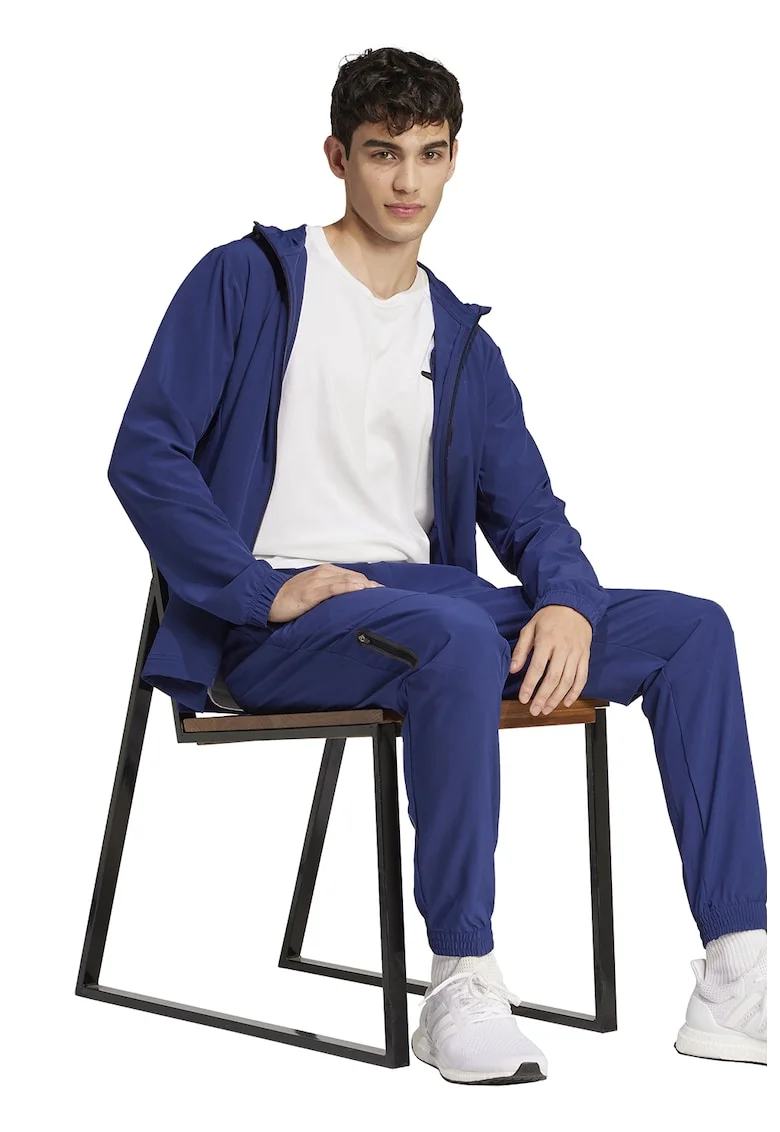 Pantaloni cu croiala conica si talie elastica, Albastru inchis