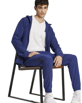 Pantaloni cu croiala conica si talie elastica, Albastru inchis