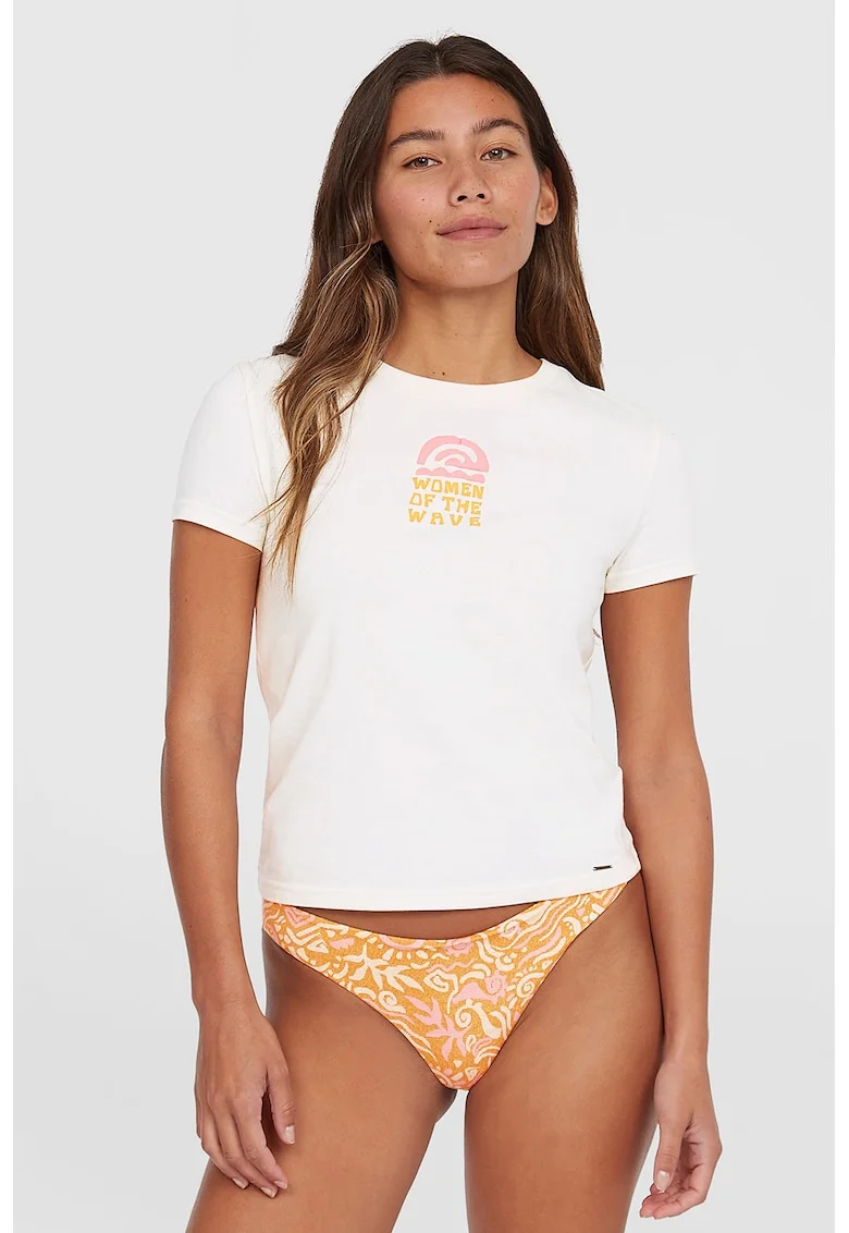 Tricou regular fit cu imprimeu, Alb/Portocaliu pal